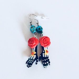 Day of the Dead Skelly Hand Earrings